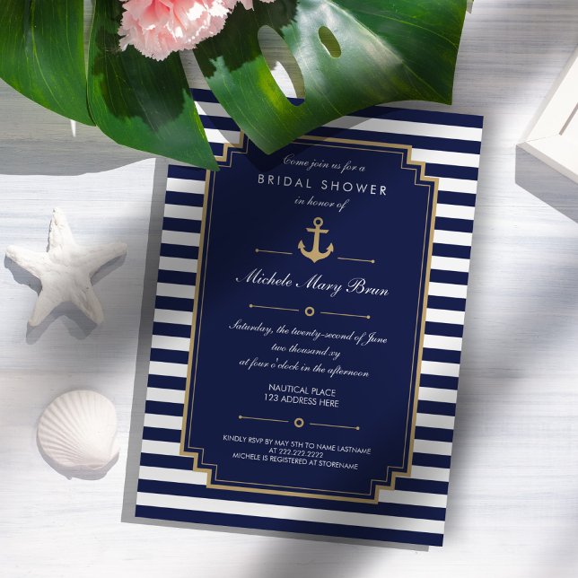 Invitación a ducha de novia azul oscuro (Subido por el creador)