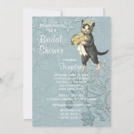 Invitación a ducha de novia azul para gatos de luj