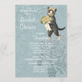 Invitación a ducha de novia azul para gatos de luj