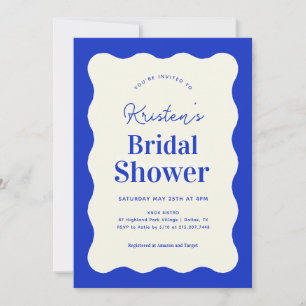 Invitación a ducha de novia azul retro