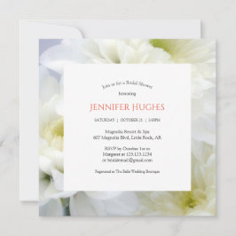 Invitación a ducha de novia blanca floral