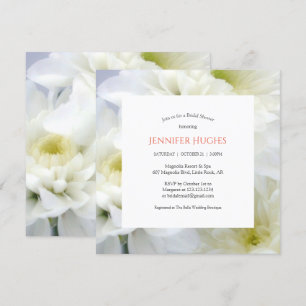 Invitación a ducha de novia blanca floral