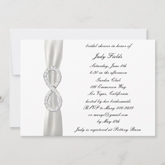 Invitación a ducha de novia Boda blanco infinito (Anverso)