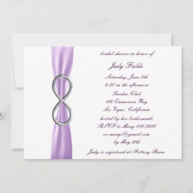 Invitación a ducha de novia Boda infinito Lavender (Anverso)