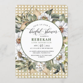 Invitación a ducha de novia bohemias en blanco