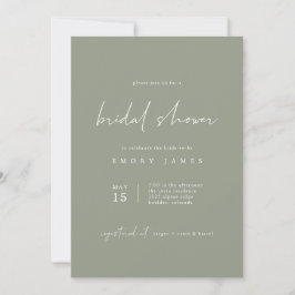 Invitación a ducha de novia bohemias verde sabio