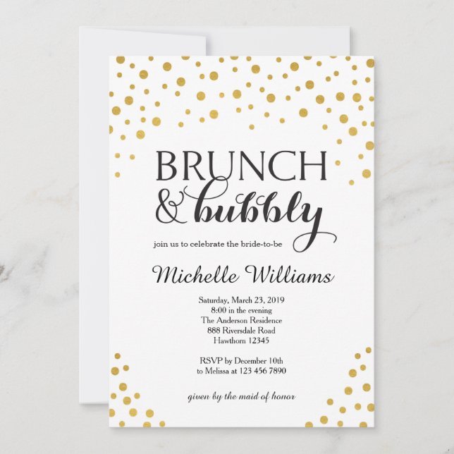 Invitación a ducha de novia / Brunch & Bubbly (Anverso)