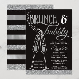 Invitación a ducha de novia Brunch & Bubbly, Plata