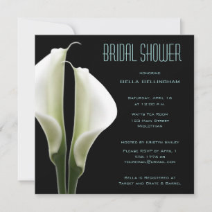 Invitación a ducha de novia Calla Lillies en Aqua