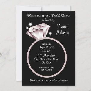 Invitación a ducha de novia con anillo de diamante