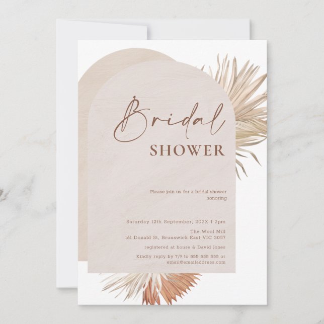 Invitación a ducha de novia con arco doble de flor (Anverso)