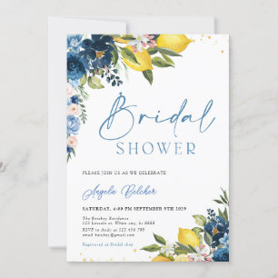Invitación a ducha de novia con azulejos azules li
