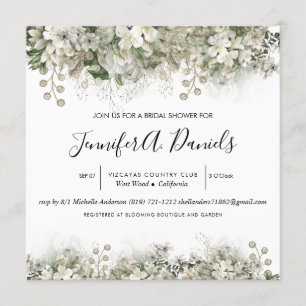 Invitación a ducha de novia con color de agua blan