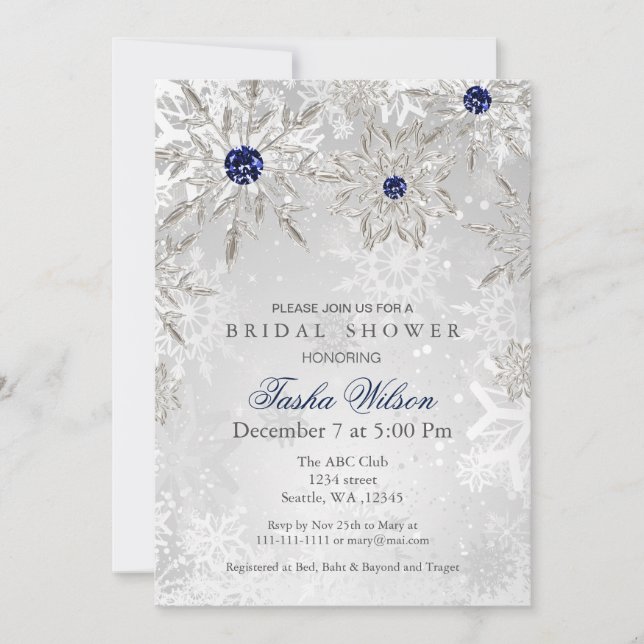 Invitación a ducha de novia con copas de nieve de  (Anverso)
