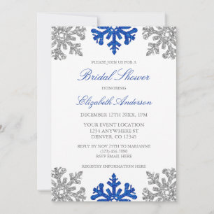 Invitación a ducha de novia con copo de nieve azul