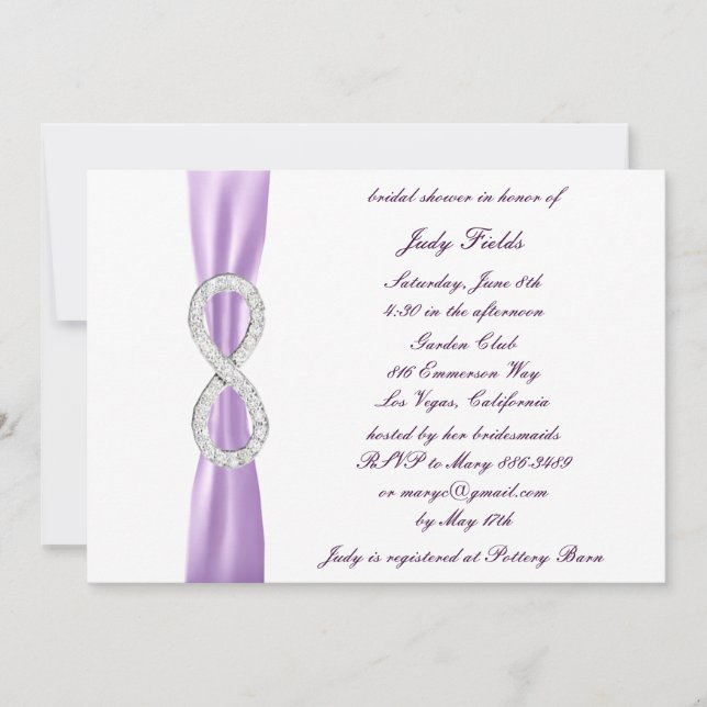 Invitación a ducha de novia con diamantes de lavan (Anverso)