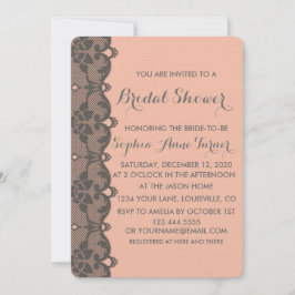 Invitación a ducha de novia con encaje gris de col