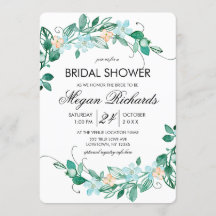 Invitación a ducha de novia con flor floral Mint P