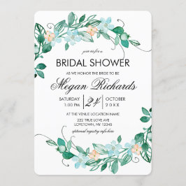 Invitación a ducha de novia con flor floral Mint P