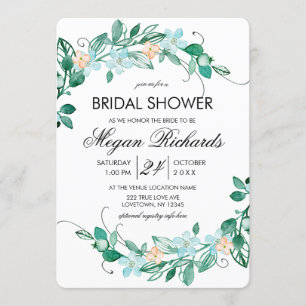 Invitación a ducha de novia con flor floral Mint P