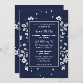 Invitación a ducha de novia con flores blancas