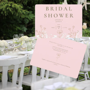 Invitación a ducha de novia con flores blancas y d