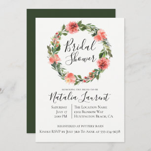 Invitación a ducha de novia con flores bohemias