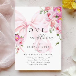 Invitación a ducha de novia con flores de color ro