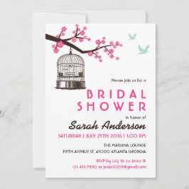 Invitación a ducha de novia con flores de jaula bl