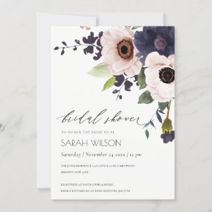 Invitación a ducha de novia con flores de la marin