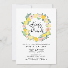 Invitación a ducha de novia con flores de limón y