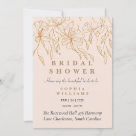 Invitación a ducha de novia con flores de oro mini