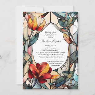 Invitación a ducha de novia con flores de vidrio t