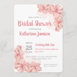 Invitación a ducha de novia con flores rosadas