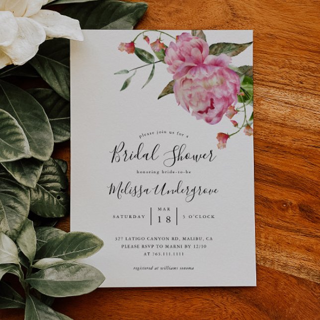 Invitación a ducha de novia con flores rosadas (Subido por el creador)