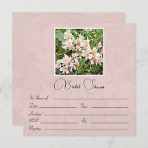 Invitación a ducha de novia con flores rosadas