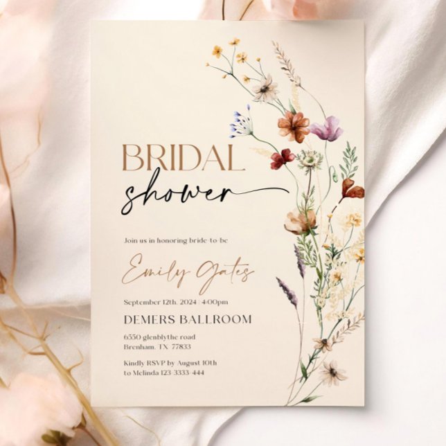 Invitación a ducha de novia con flores silvestres, (Subido por el creador)