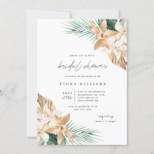 Invitación a ducha de novia con flores tropicales 