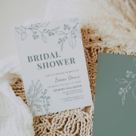 Invitación a ducha de novia con flores verdes sabr