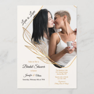 Invitación a ducha de novia con foto de ángulo