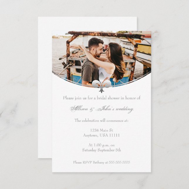 Invitación a ducha de novia con foto de Silver Fle