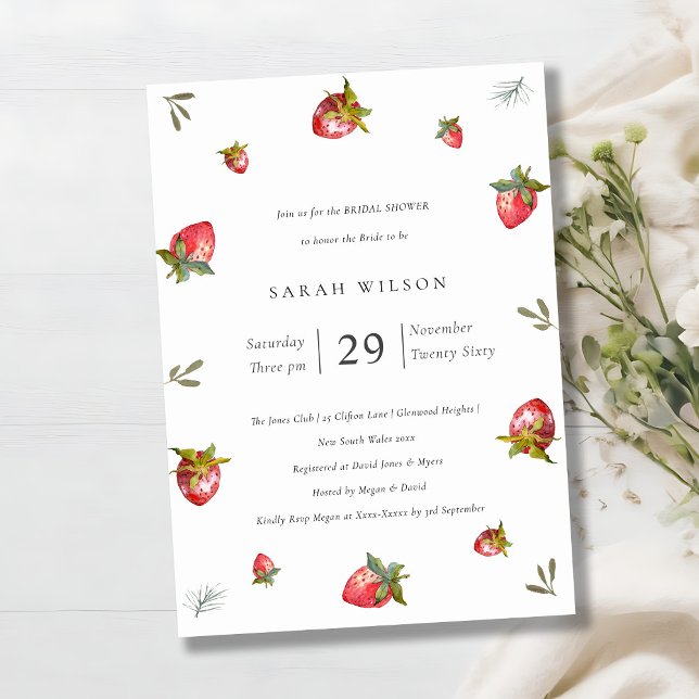 Invitación a ducha de novia con fresa roja (Subido por el creador)