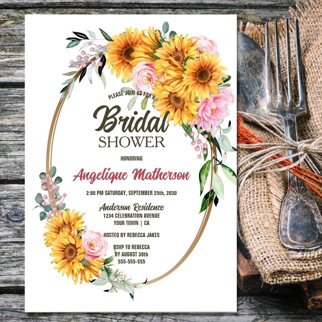 Invitación a ducha de novia con girasol rústico (Subido por el creador)