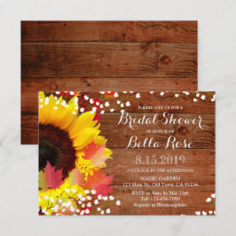 Invitación a ducha de novia con girasol rústico