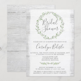 Invitación a ducha de novia con guirnaldas verdes 