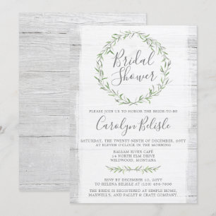 Invitación a ducha de novia con guirnaldas verdes