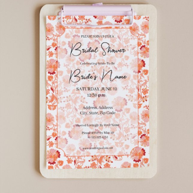 Invitación a ducha de novia con impresión floral d (Subido por el creador)