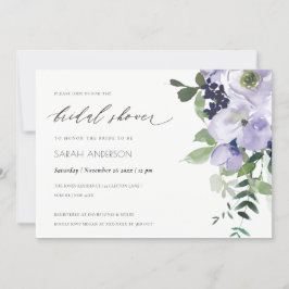 Invitación a ducha de novia con leafy violeta mora