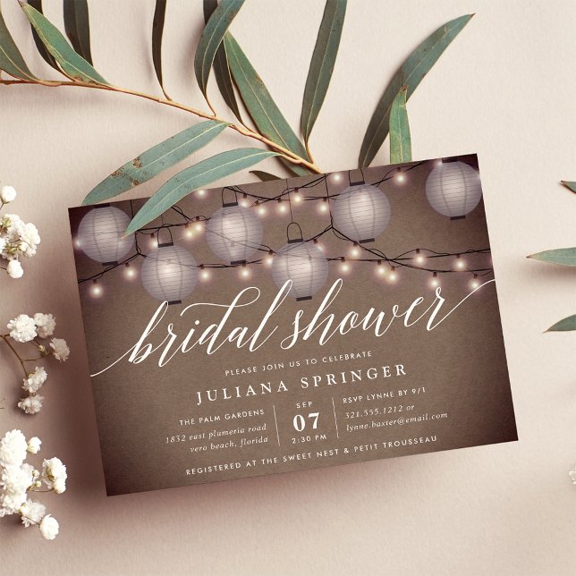 Invitación a ducha de novia con linternas rusticas (Subido por el creador)