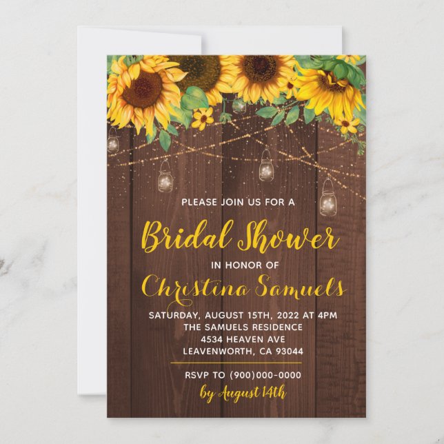 Invitación a ducha de novia con luz de cadena (Anverso)